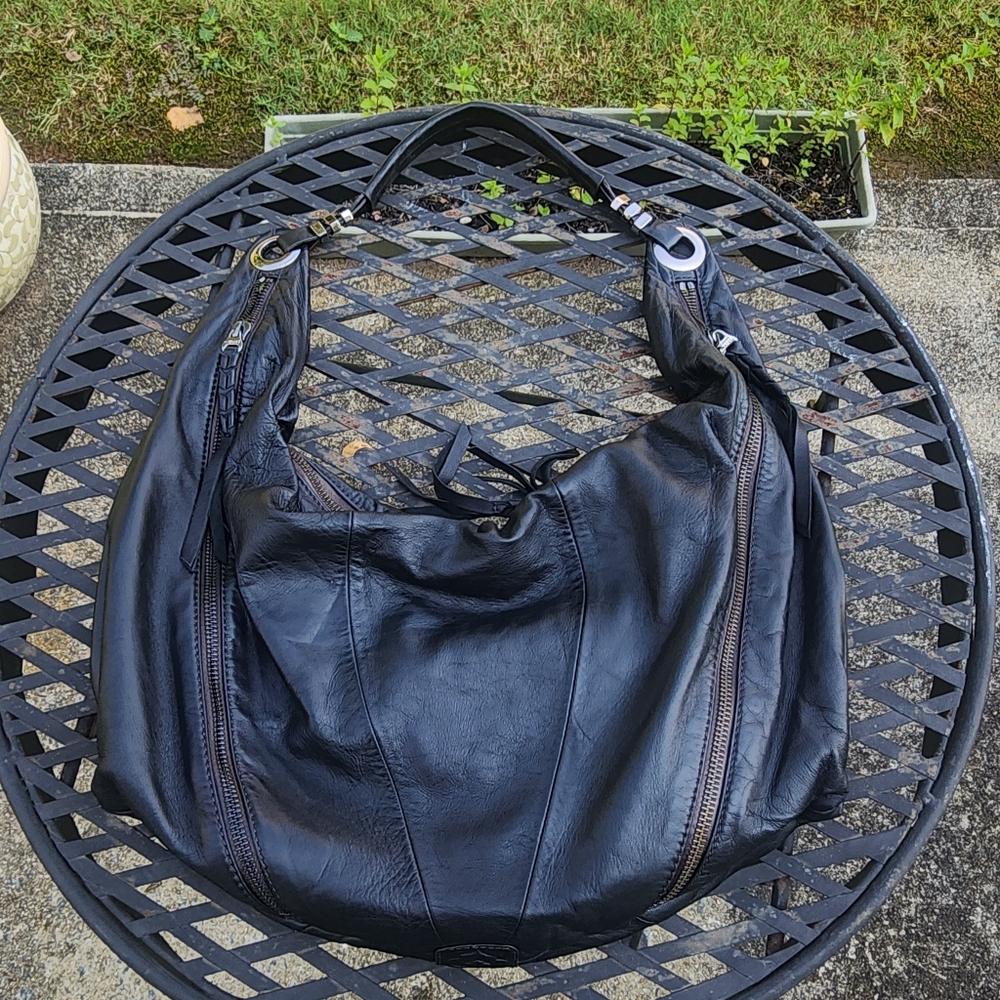 OrYany Leather Y2K Hobo Shoulder Slouchy Satchel Zip Pocket Bag Purse in Black - Picture 7 of 17